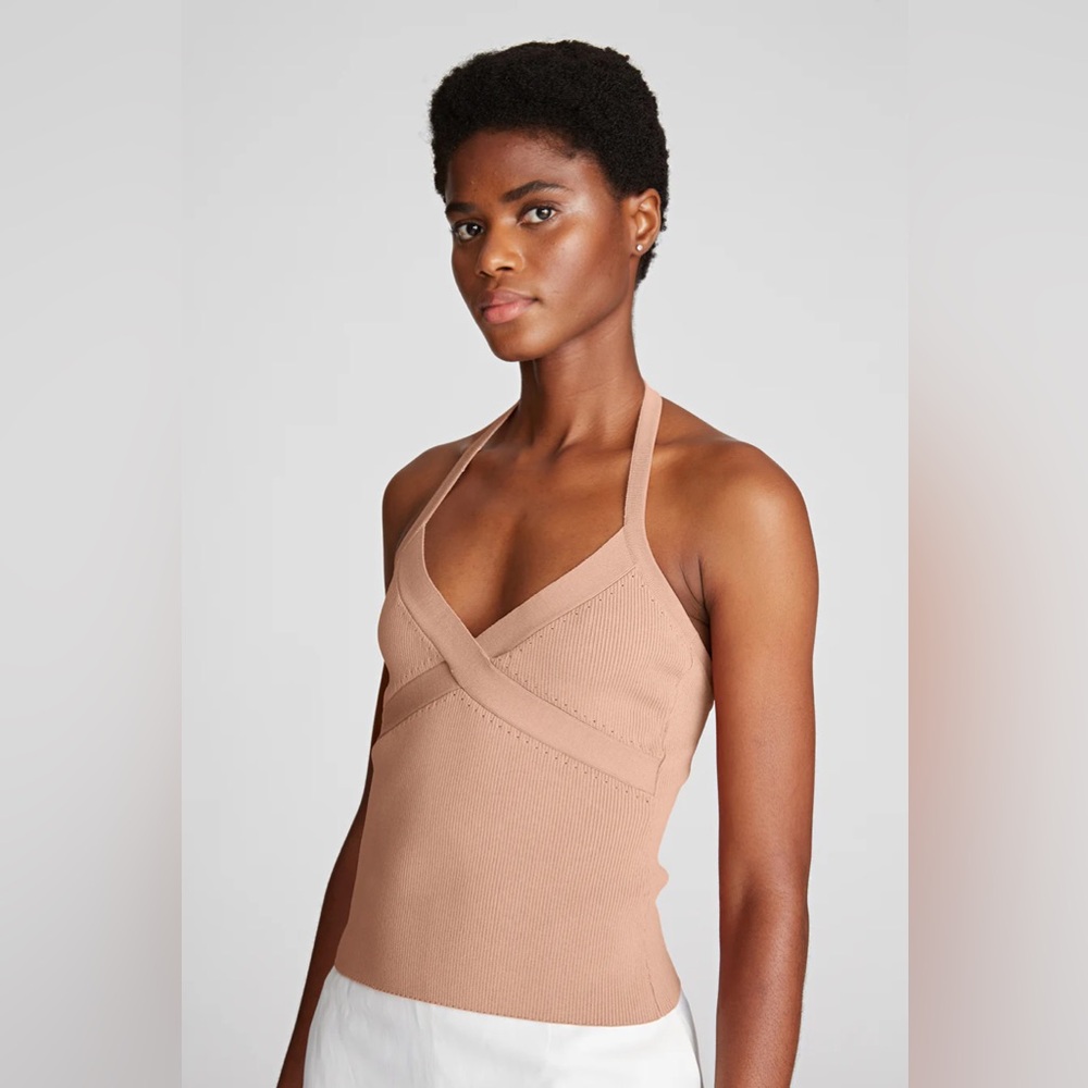 NWT halston tan halter top